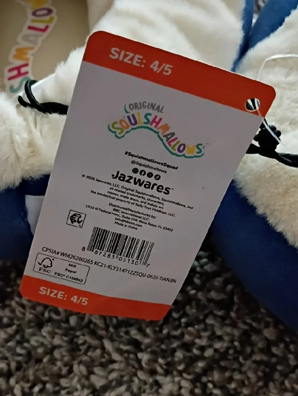 Squishmallows Blue Kids Slippers with Pink Antennae and Patterned Wings